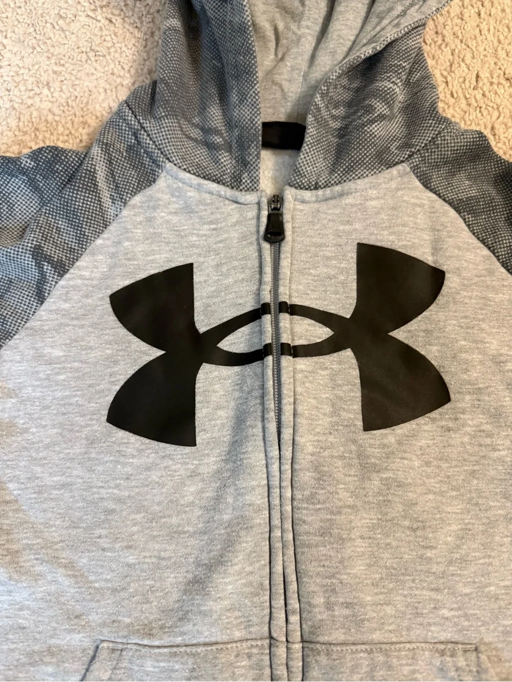 Under Armour Grey Zip-Up Hoodie with Black Logo